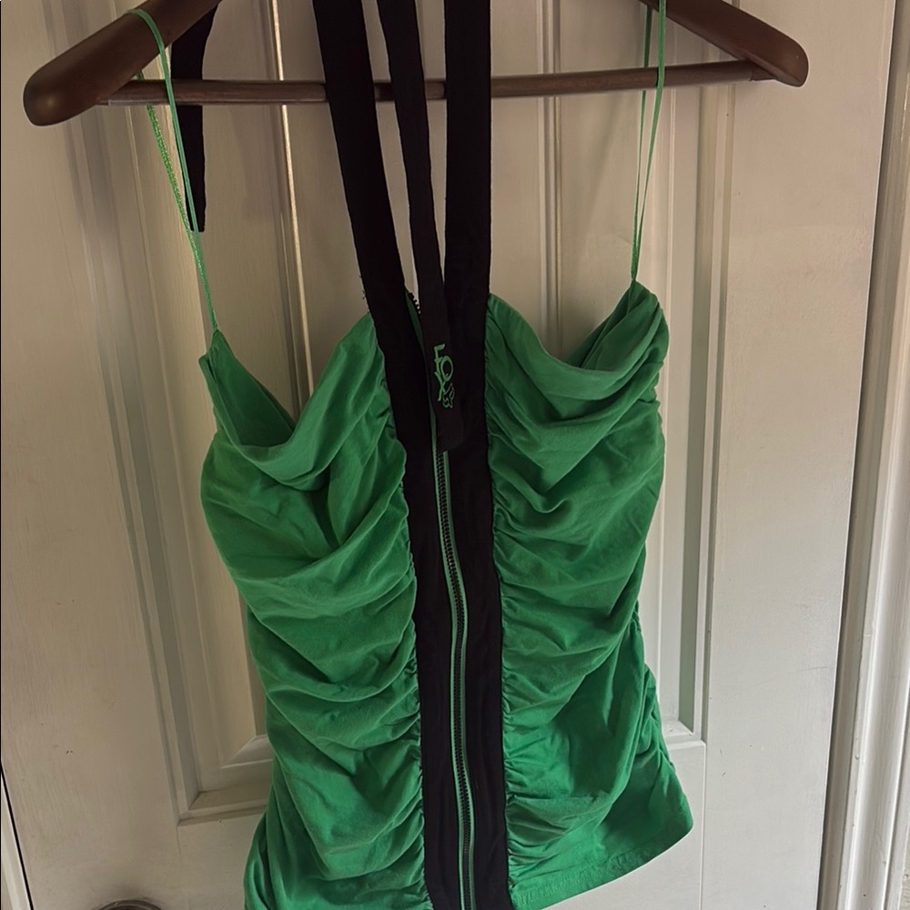 Fox Green and Black Ruched Bustier Camisole